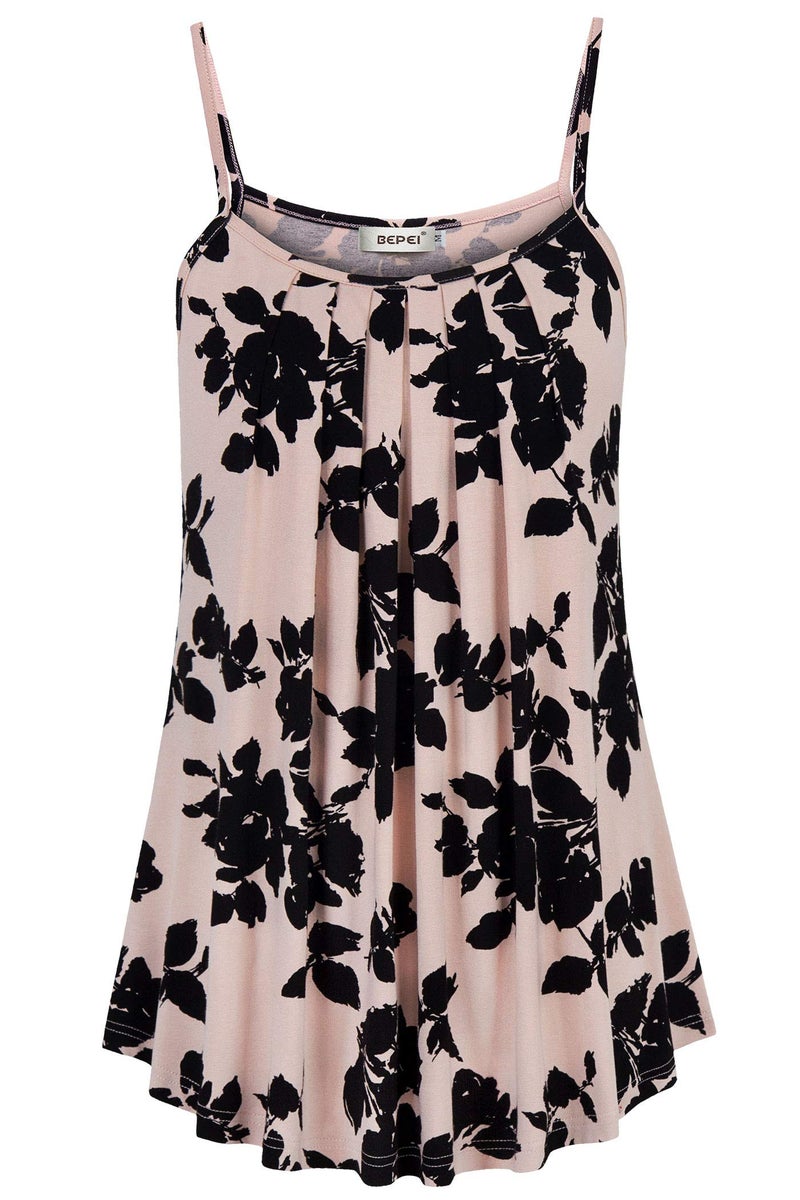 BEPEI Tank Tops for Women Plus Size,Flower Printed Cami Shirt Nursing Blouse Home House Clothes Summer 2026 Casual Beach Vacation Camisole Sleeveless Flowy Tunics,Red Floral 2XL - Image 1